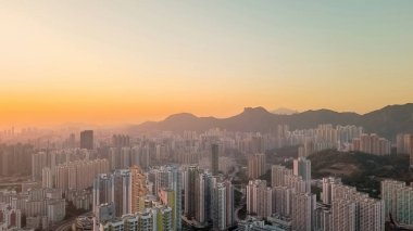 Sunset of Kowloon and HK cityscape From Ping Shan 29 Jan 2023