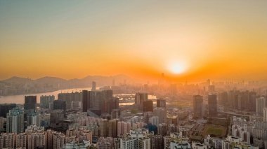 Sunset of Kowloon and HK cityscape From Ping Shan 29 Jan 2023