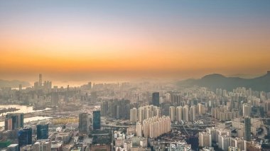 Sunset of Kowloon and HK cityscape From Ping Shan 29 Jan 2023
