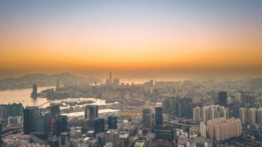 Sunset of Kowloon and HK cityscape From Ping Shan 29 Jan 2023