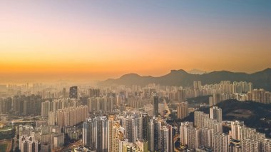 Sunset of Kowloon and HK cityscape From Ping Shan 29 Jan 2023