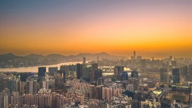 Sunset of Kowloon and HK cityscape From Ping Shan 29 Jan 2023