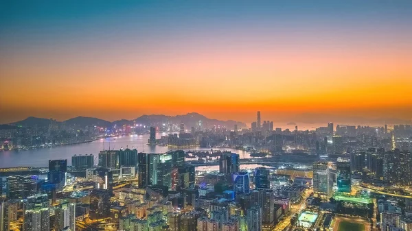 Sunset of Kowloon and HK cityscape From Ping Shan 29 Jan 2023