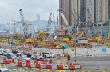 Hong Kong 'daki inşaat sahasında.