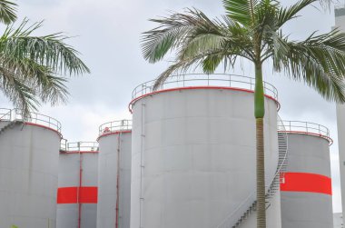Oil storage tanks and pipes at the oil terminal 26 May 2013