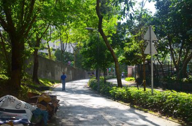 2013 May 24 park in city, pedestrian way at summer