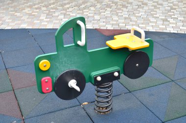 the Focus on empty childrens playground at a park