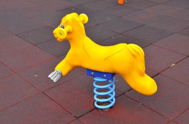 the Focus on empty childrens playground at a park