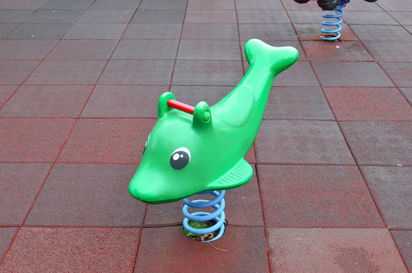 the Focus on empty childrens playground at a park