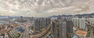 a Kai Tak, Top view of Hong Kong city 5 Feb 2023