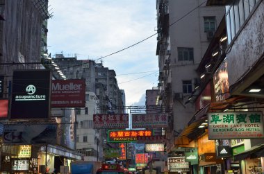 2013 June 7 Hong Kong street scene with neon signs at night