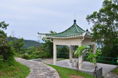 A traditional Chinese pagoda over a lush garden. 12 June 2013