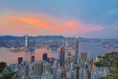 2 June 2013 hong kong sunset skyline, view from Victoria Peak
