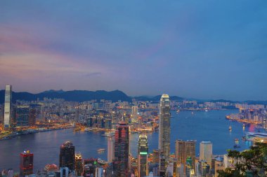 2 June 2013 hong kong twilight skyline, view from Victoria Peak