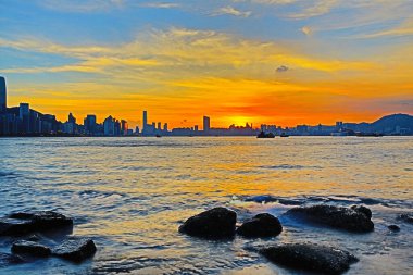 2013 July 2013 skyline of Hong kong island from victoria harbour