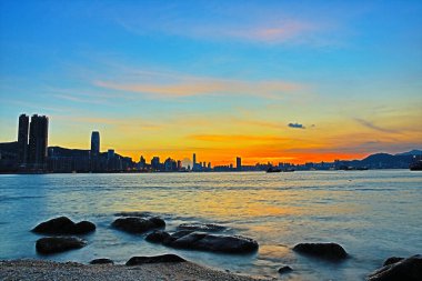 2013 July 2013 skyline of Hong kong island from victoria harbour