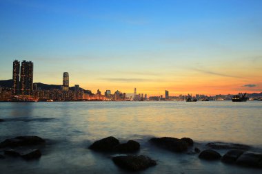 2013 July 2013 skyline of Hong kong island from victoria harbour