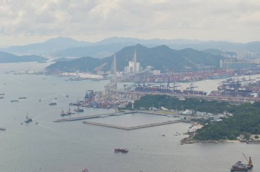 6 July 2013 Container terminal port Stonecutters Bridge, hong kong