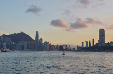 18 June 2013 the sunset of Victoria Harbour, hong kong