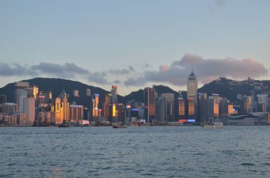 18 June 2013 the sunset of Victoria Harbour, hong kong