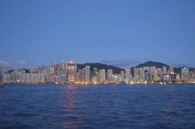 18 June 2013 the sunset of Victoria Harbour, hong kong