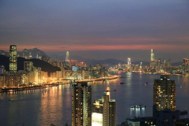Victoria Harbor sunset , view at Devil peak, hk 19 June 2013