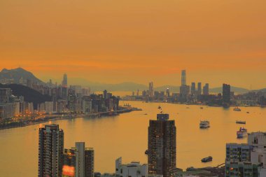 Victoria Harbor sunset , view at Devil peak, hk 19 June 2013