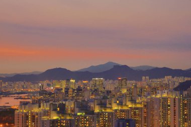 Victoria Harbor sunset , view at Devil peak, hk 19 June 2013