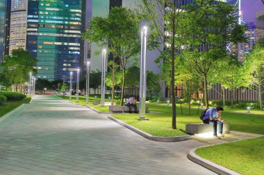 2013 June 28 pedestrian walkway in park at night, Tamar Park