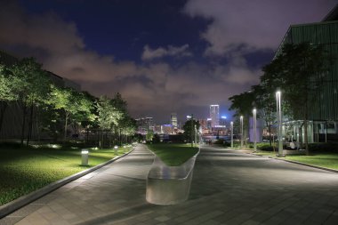 2013 June 28 pedestrian walkway in park at night, Tamar Park