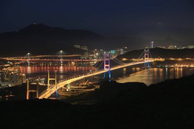 4 Aug 2013 the Tsing Ma bridge in Hong Kong at night