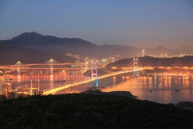 4 Aug 2013 the Tsing Ma bridge in Hong Kong at night