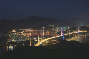 4 Aug 2013 the Tsing Ma bridge in Hong Kong at night