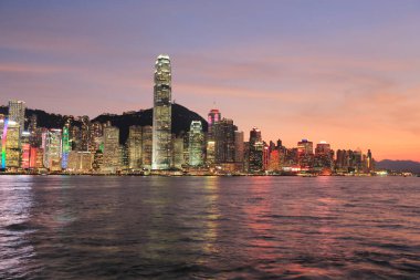twilight at Victoria Harbor in Hong Kong 28 Aug 2013