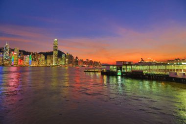 twilight at Victoria Harbor in Hong Kong 28 Aug 2013