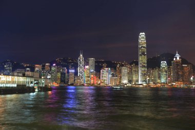 twilight at Victoria Harbor in Hong Kong 28 Aug 2013
