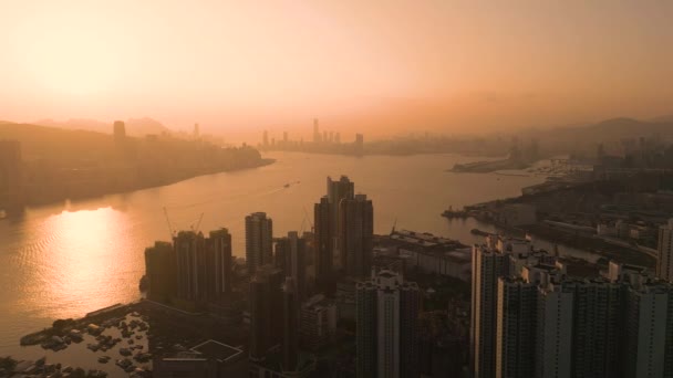 Yau Tong Edifícios Residenciais Hong Kong Pôr Sol 2022 Fevereiro — Vídeo de Stock