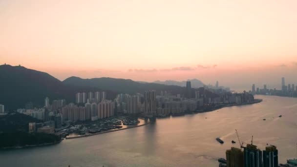 Bâtiments Résidentiels Yau Tong Hong Kong Coucher Soleil Février 2022 — Video