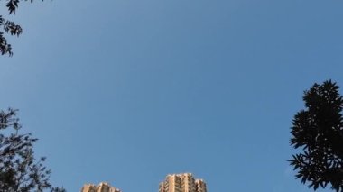 modern corner apartment complex at hong kong Modern empty foot bridge at evening 13 Feb 2023