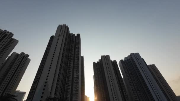 Modern Corner Apartment Complex Hong Kong Modern Empty Foot Bridge — Stockvideo