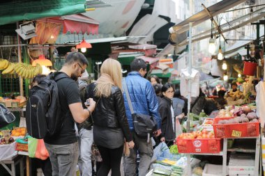 the Gage Street outdoor wet market , hk 28 Dec 2013