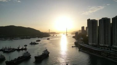 the sunset of the Ting Kau Bridge, Feb 18 2023