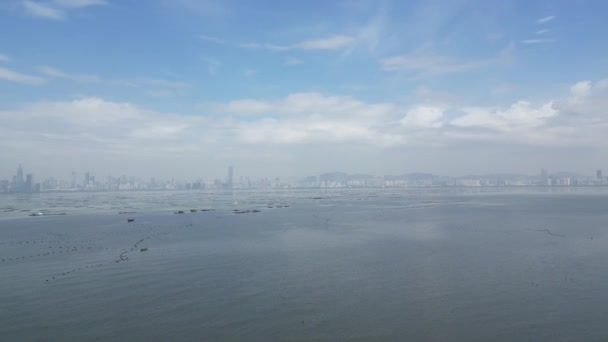 Paysage Deep Bay Lau Fau Shan Hong Kong Février 2023 — Video
