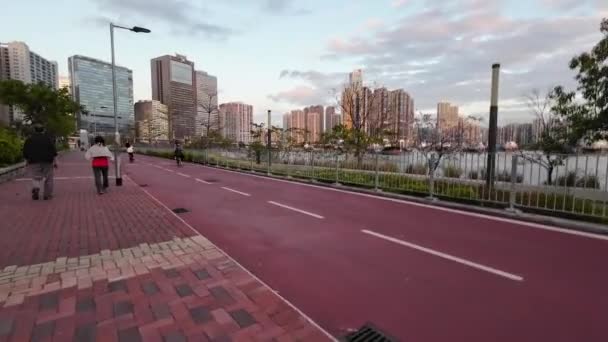 Krajobraz Tsuen Wan West Promenade Lutego 2023 — Wideo stockowe