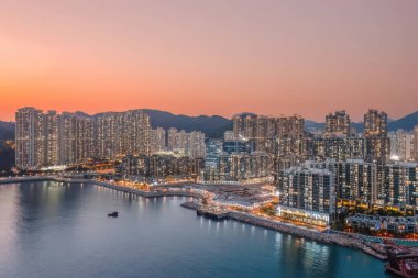 the Twilight of South Tseung Kwan O district at Hong Kong Feb 23 2023