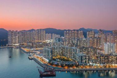the Twilight of South Tseung Kwan O district at Hong Kong Feb 23 2023