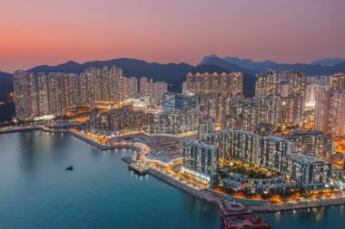 the Twilight of South Tseung Kwan O district at Hong Kong Feb 23 2023