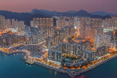 the Twilight of South Tseung Kwan O district at Hong Kong Feb 23 2023