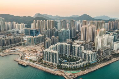 the Twilight of South Tseung Kwan O district at Hong Kong Feb 23 2023