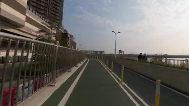 Feb 2023 Vista Desde Bicicleta Cola Bicicleta Hong Kong — Vídeos de Stock